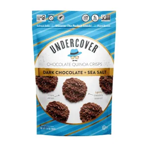 Undercover Chocolate Quinoa Crisps - Dark Chocolate   Sea Salt Quinoa Crisps | 7-Pack, 3oz Bags of Mini Crisps | Gluten Free, Nut-Free, Allergen Friendly, Kosher, Plant-Based