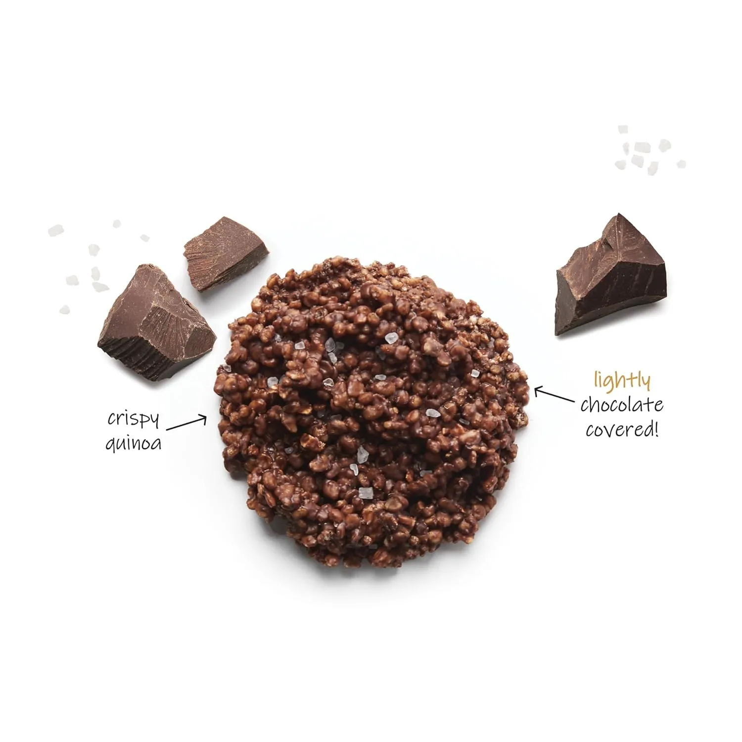 Undercover Chocolate Quinoa Crisps - Dark Chocolate   Sea Salt Quinoa Crisps | 7-Pack, 3oz Bags of Mini Crisps | Gluten Free, Nut-Free, Allergen Friendly, Kosher, Plant-Based