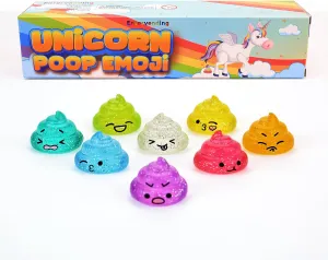 Unicorn Mini Toys in Gift Box - Party Favors - 30 pcs - Glitter Poop Emoji Party Supplies - Shimmering Rainbow Emoji Mini Toys - Vending Machine
