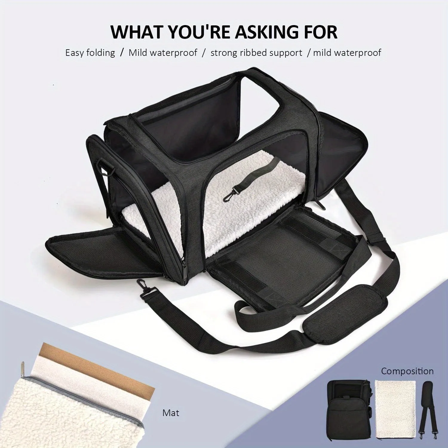 Up to 25Lbs Waterproof Carrier Large Soft Sided Pet Carrier