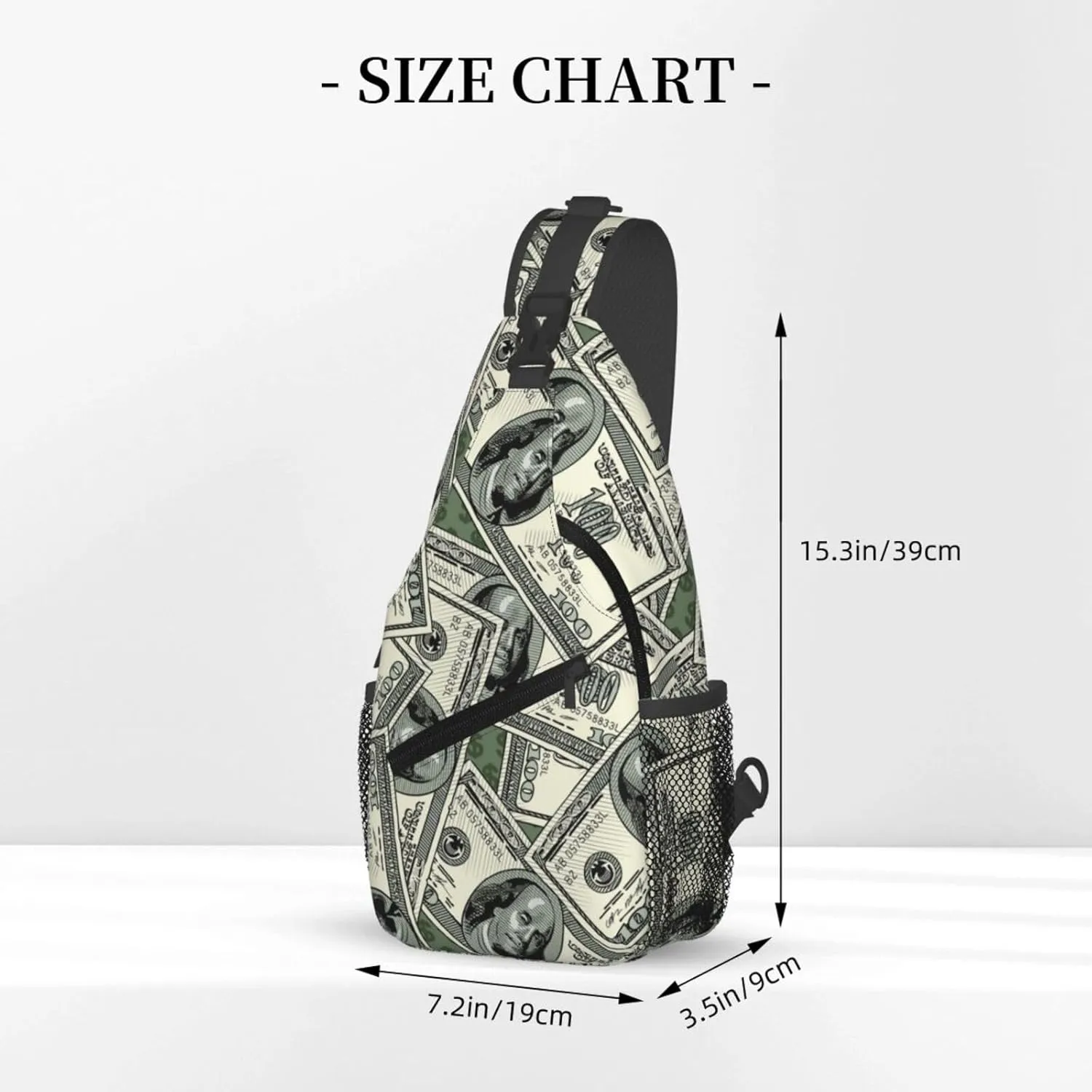 Us Bill Dollars Money Sling Backpack Chest Bag Crossbody Shoulder Bag Gym Cycling Travel Hiking Daypack For Men Women