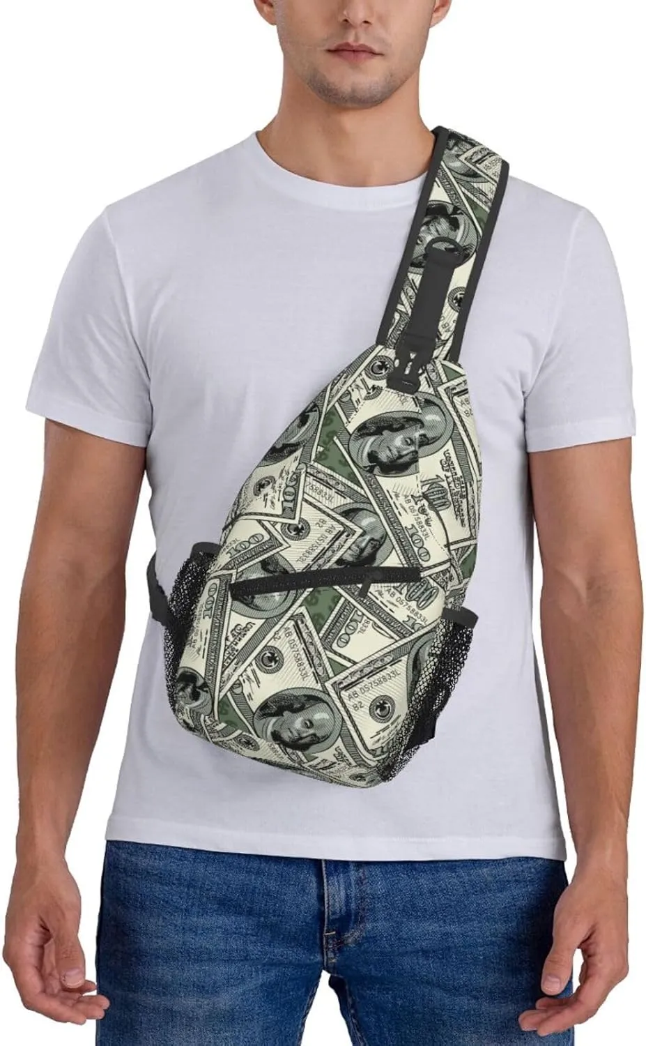 Us Bill Dollars Money Sling Backpack Chest Bag Crossbody Shoulder Bag Gym Cycling Travel Hiking Daypack For Men Women