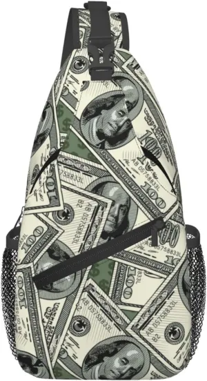 Us Bill Dollars Money Sling Backpack Chest Bag Crossbody Shoulder Bag Gym Cycling Travel Hiking Daypack For Men Women