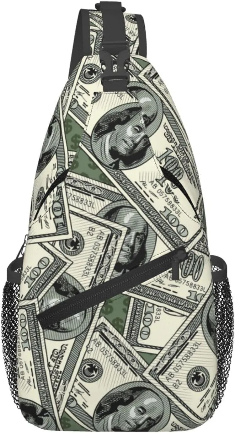 Us Bill Dollars Money Sling Backpack Chest Bag Crossbody Shoulder Bag Gym Cycling Travel Hiking Daypack For Men Women