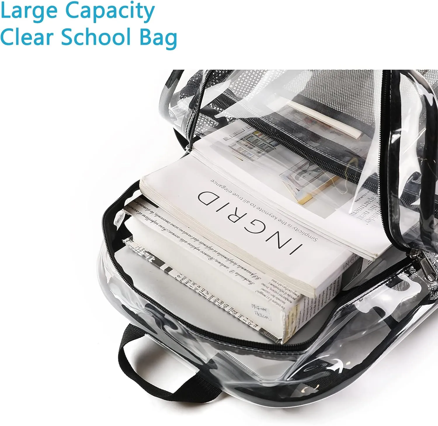 USPECLARE Clear Backpack for Stadium Approved 12×6×12, Water proof Clear Bag for Stadium Events and Concert Work Sport Event