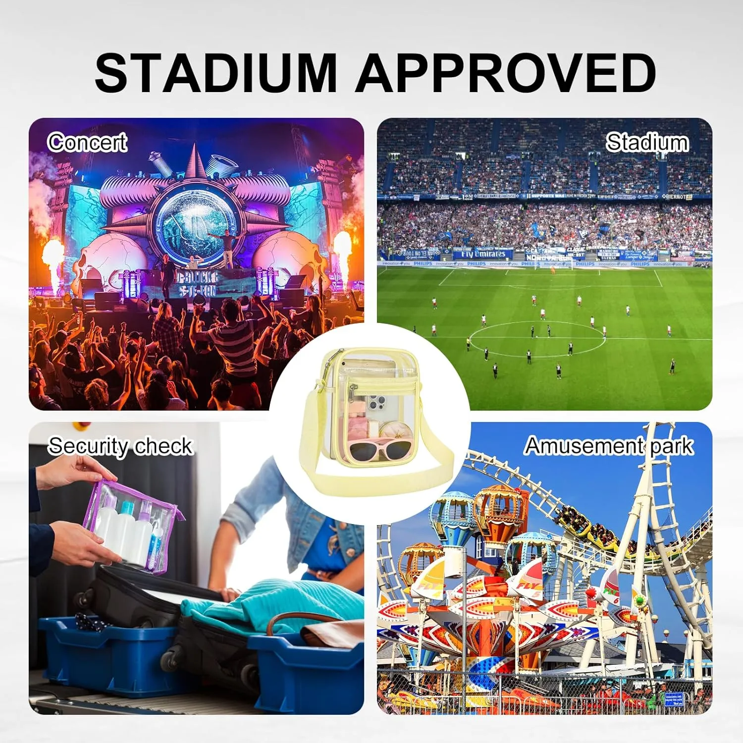 USPECLARE Clear Purse Bag for Stadium Events Clear Messenger Bag for Men and Women