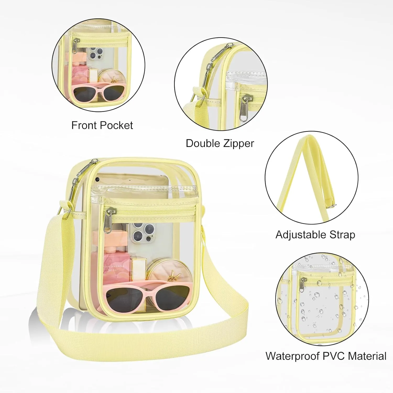 USPECLARE Clear Purse Bag for Stadium Events Clear Messenger Bag for Men and Women