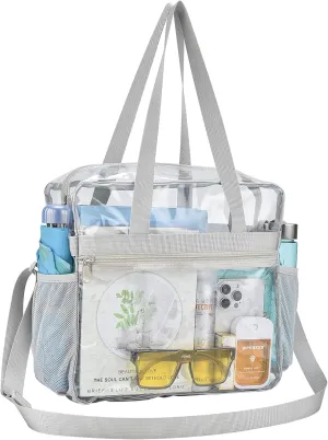 USPECLARE Clear Tote Stadium Approved, Security Travel & Gym Clear Bag for Work Sports Games Concerts