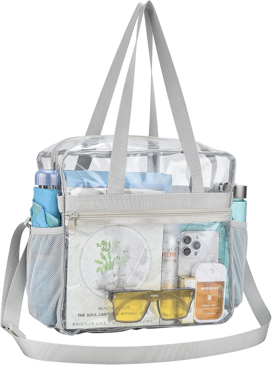 USPECLARE Clear Tote Stadium Approved, Security Travel & Gym Clear Bag for Work Sports Games Concerts