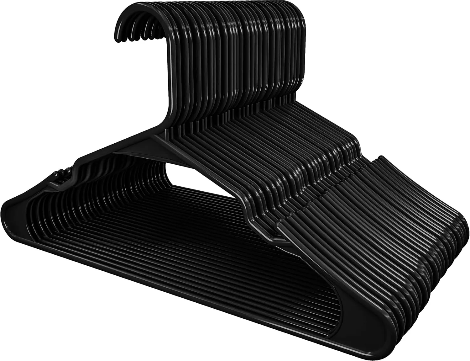 Utopia Home Plastic Hangers 50 Pack - Perfect Space Saving Clothes Hanger - Durable and Strong - Perfect Closet Organizers with Shoulder Grooves (Black)