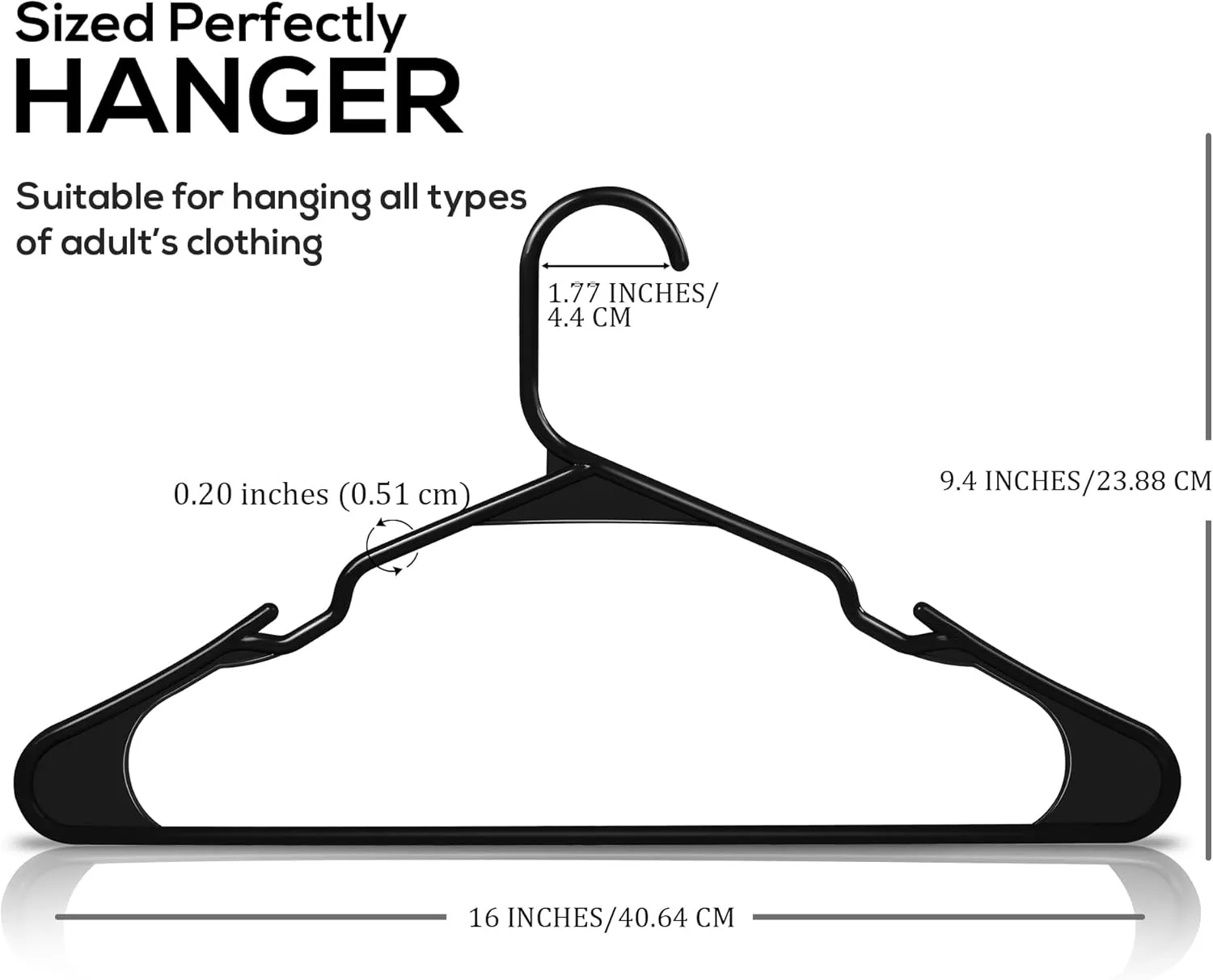 Utopia Home Plastic Hangers 50 Pack - Perfect Space Saving Clothes Hanger - Durable and Strong - Perfect Closet Organizers with Shoulder Grooves (Black)