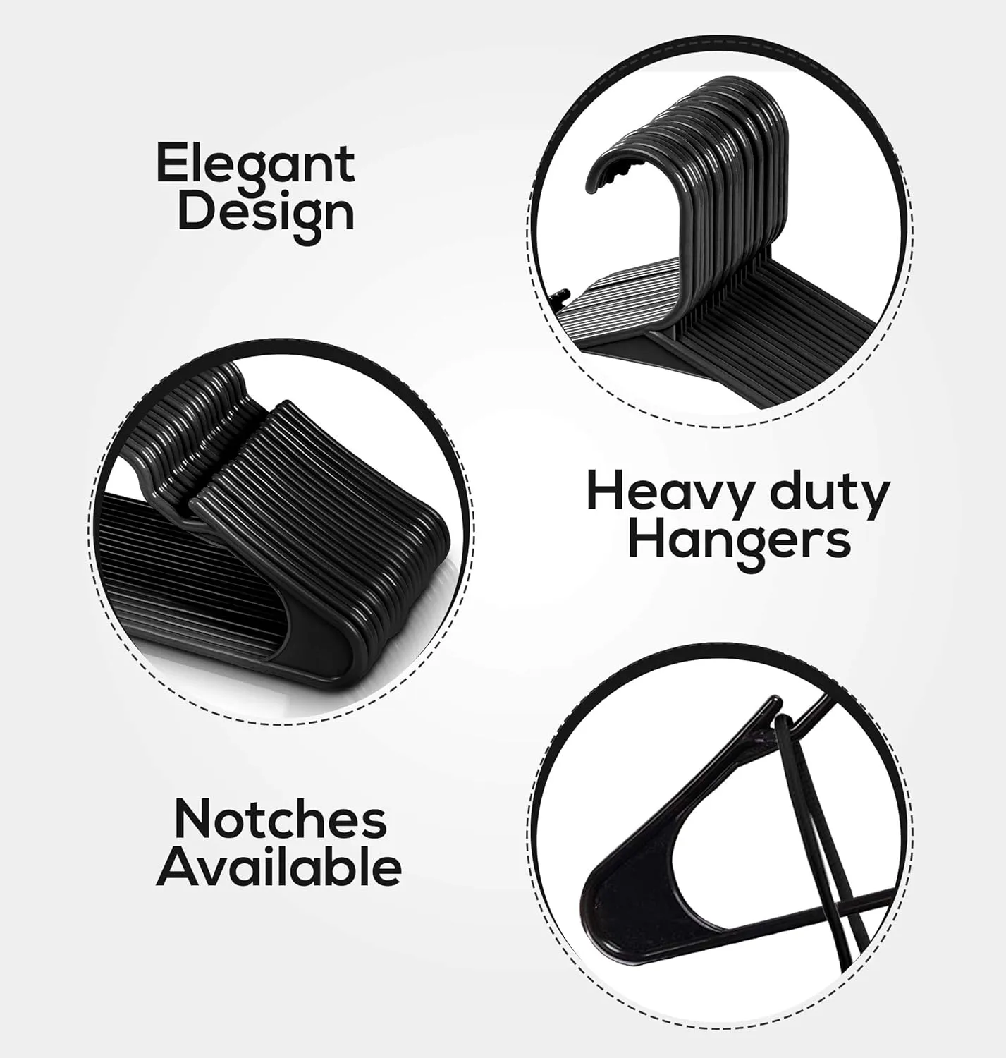 Utopia Home Plastic Hangers 50 Pack - Perfect Space Saving Clothes Hanger - Durable and Strong - Perfect Closet Organizers with Shoulder Grooves (Black)