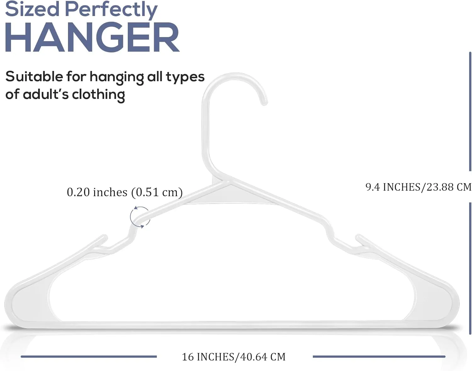 Utopia Home Plastic Hangers 50 Pack - Perfect Space Saving Clothes Hanger - Durable and Strong - Perfect Closet Organizers with Shoulder Grooves (White)