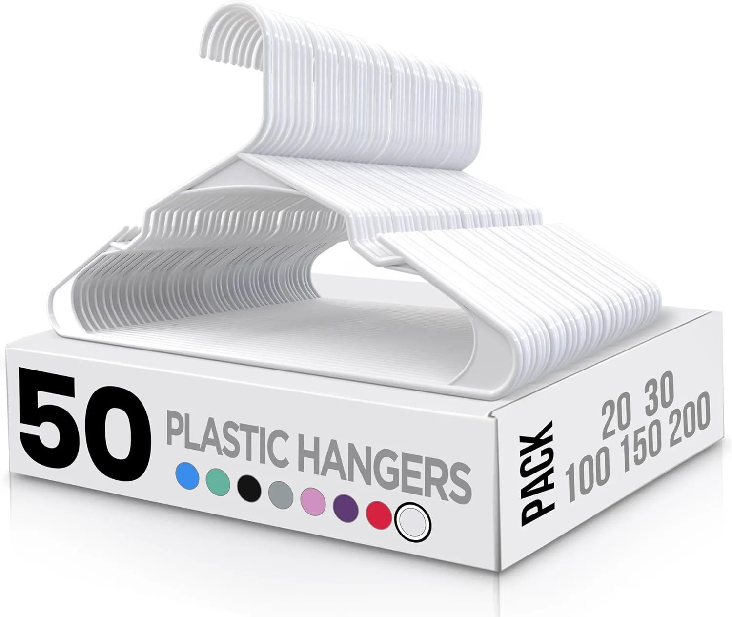 Utopia Home Plastic Hangers 50 Pack - Perfect Space Saving Clothes Hanger - Durable and Strong - Perfect Closet Organizers with Shoulder Grooves (White)