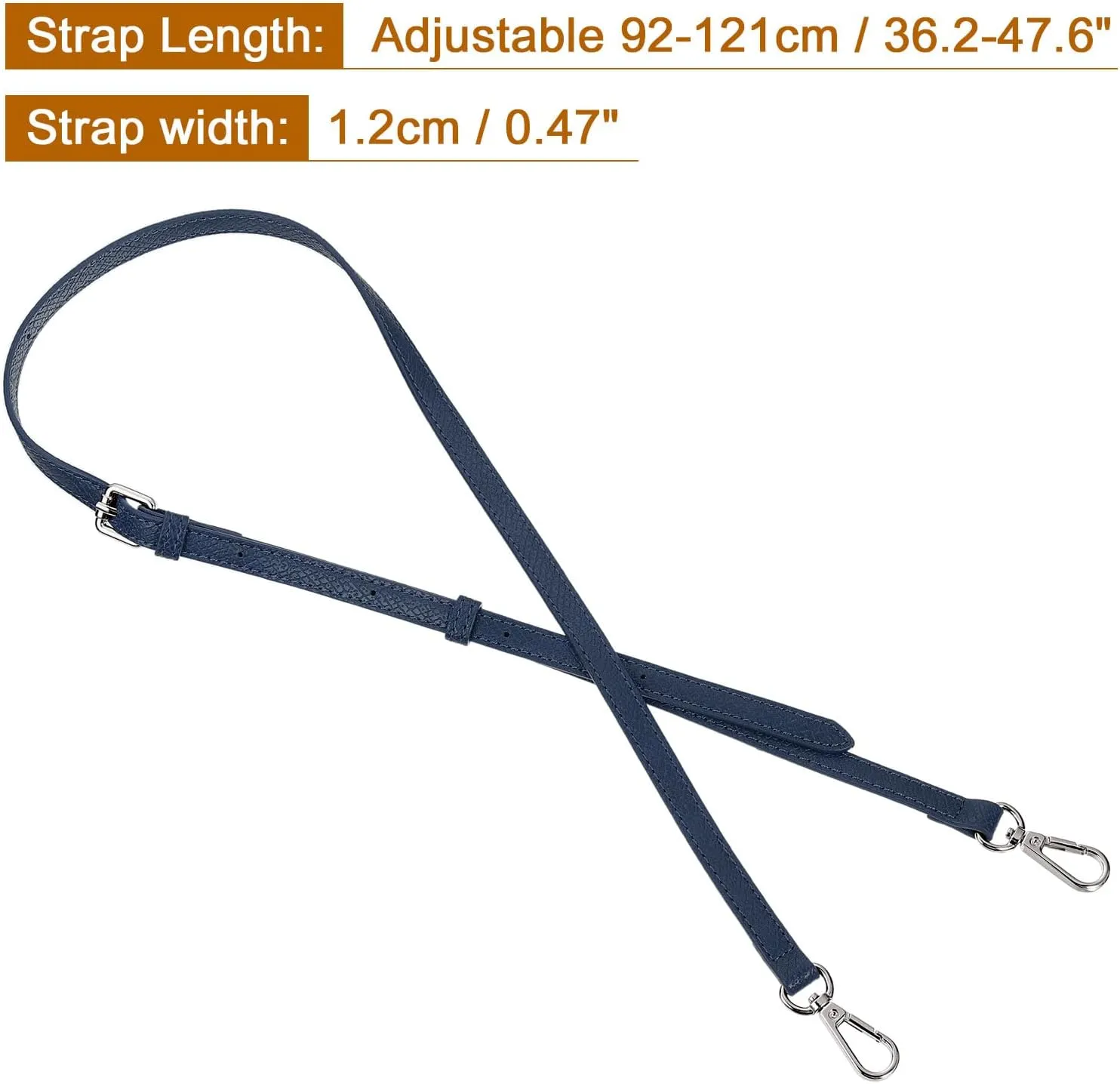 uxcell Leather Bag Strap Replacement Adjustable Crossbody Bag Straps Conversion for Shoulder Bag Handbag Purse, Dark Blue, Silver Buckle, 1 Set