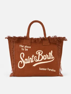 Vanity brown linen shoulder bag