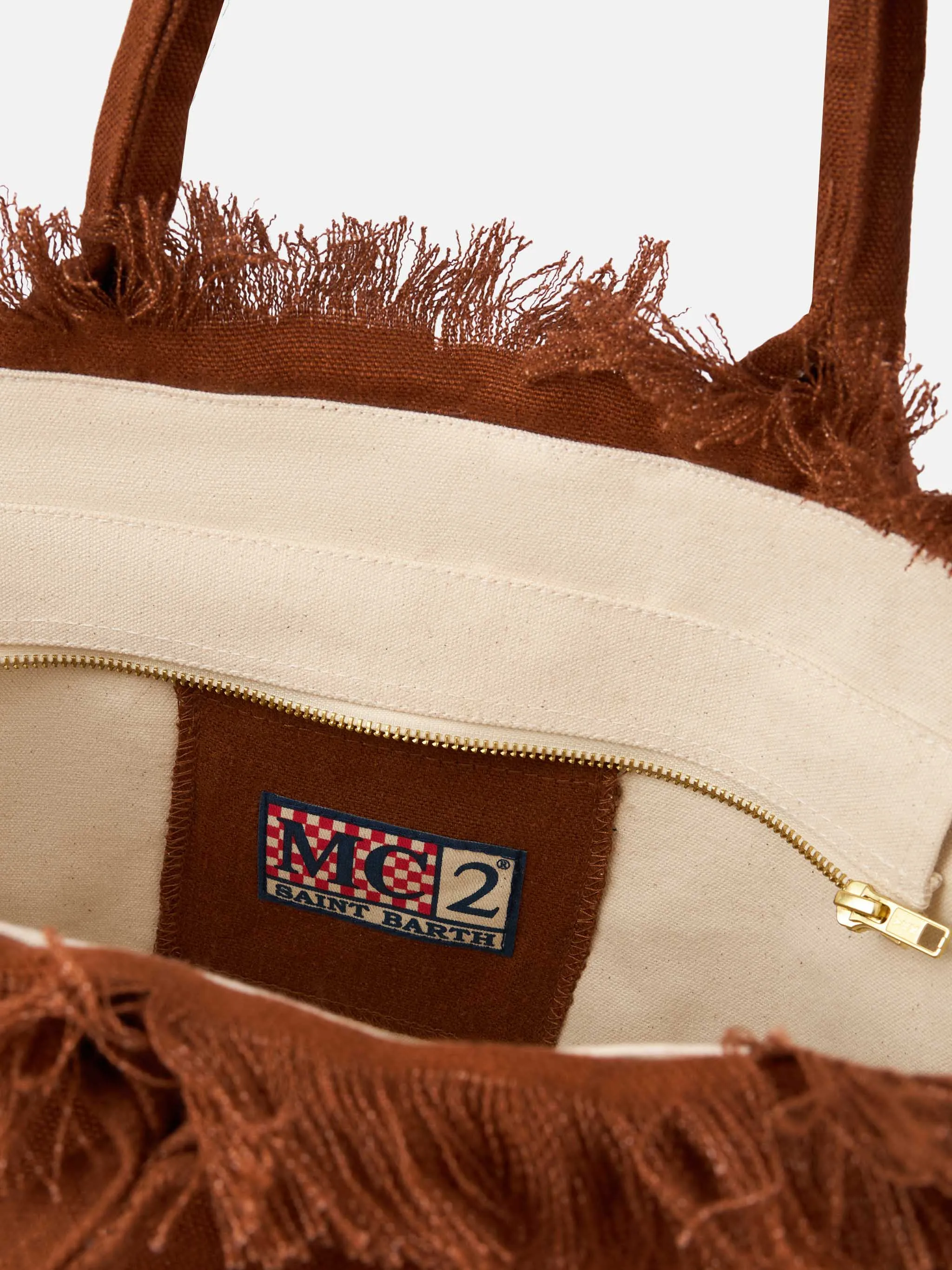 Vanity brown linen shoulder bag