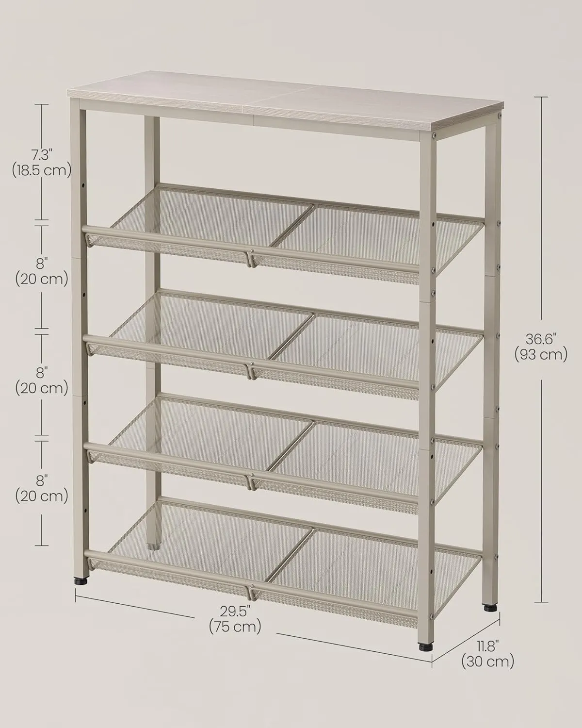 VASAGLE Shoe Rack for Entryway, 5-Tier Shoe Rack Organizer with Storage Shelves and Spacious Top, Freestanding, Adjustable, Industrial, Cappuccino Beige and Oatmeal Beige ULBS038L01