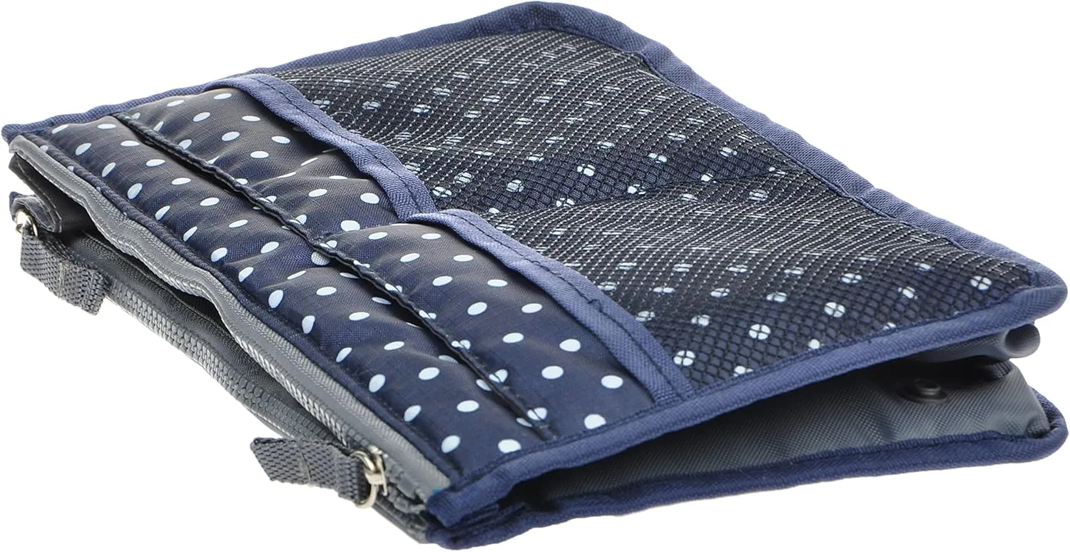 Vercord Purse Organizer Insert for Handbags Bag Organizers Inside Tote Pocketbook Women Nurse Nylon 13 Pockets Navy Blue Dot Medium