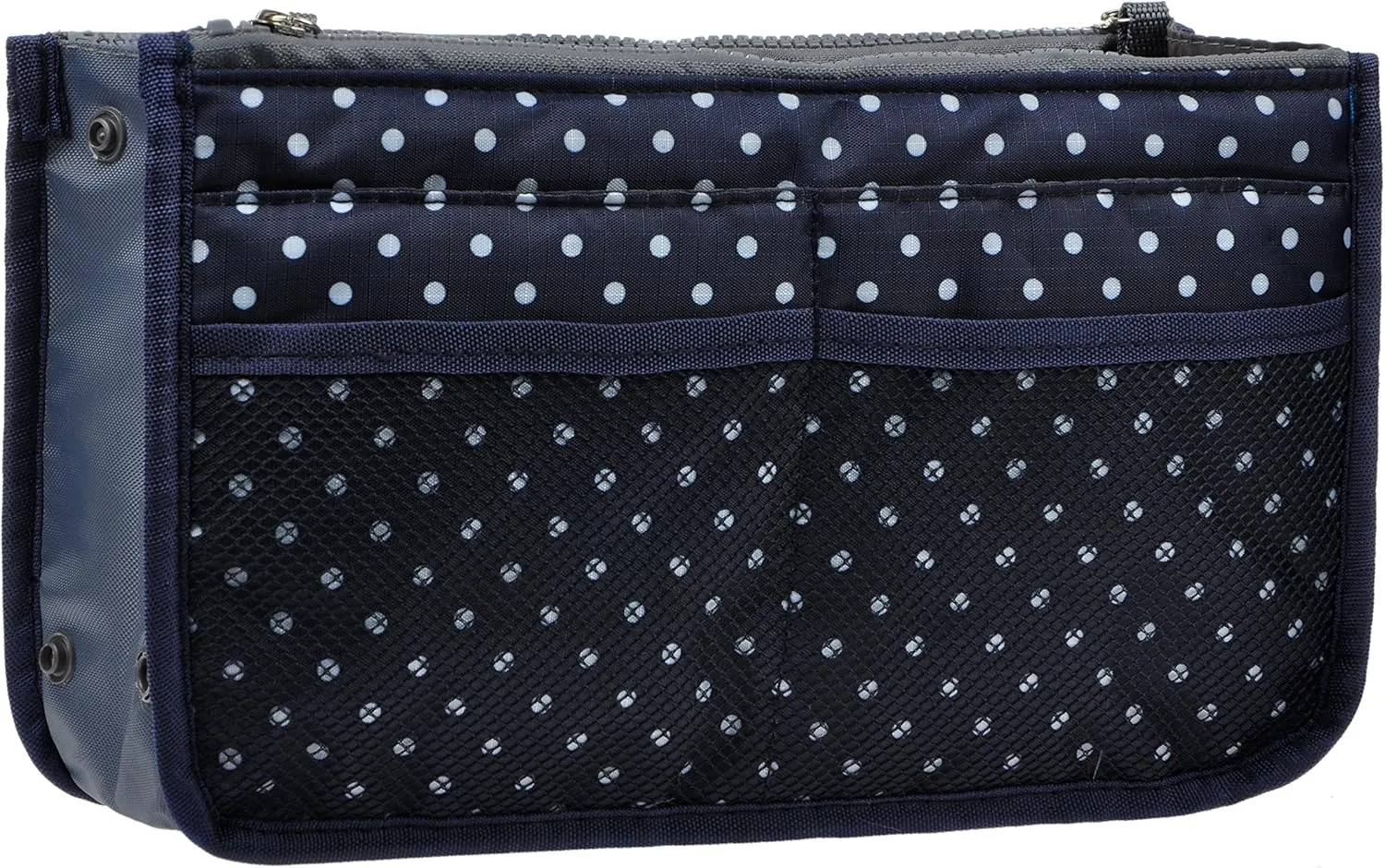 Vercord Purse Organizer Insert for Handbags Bag Organizers Inside Tote Pocketbook Women Nurse Nylon 13 Pockets Navy Blue Dot Medium
