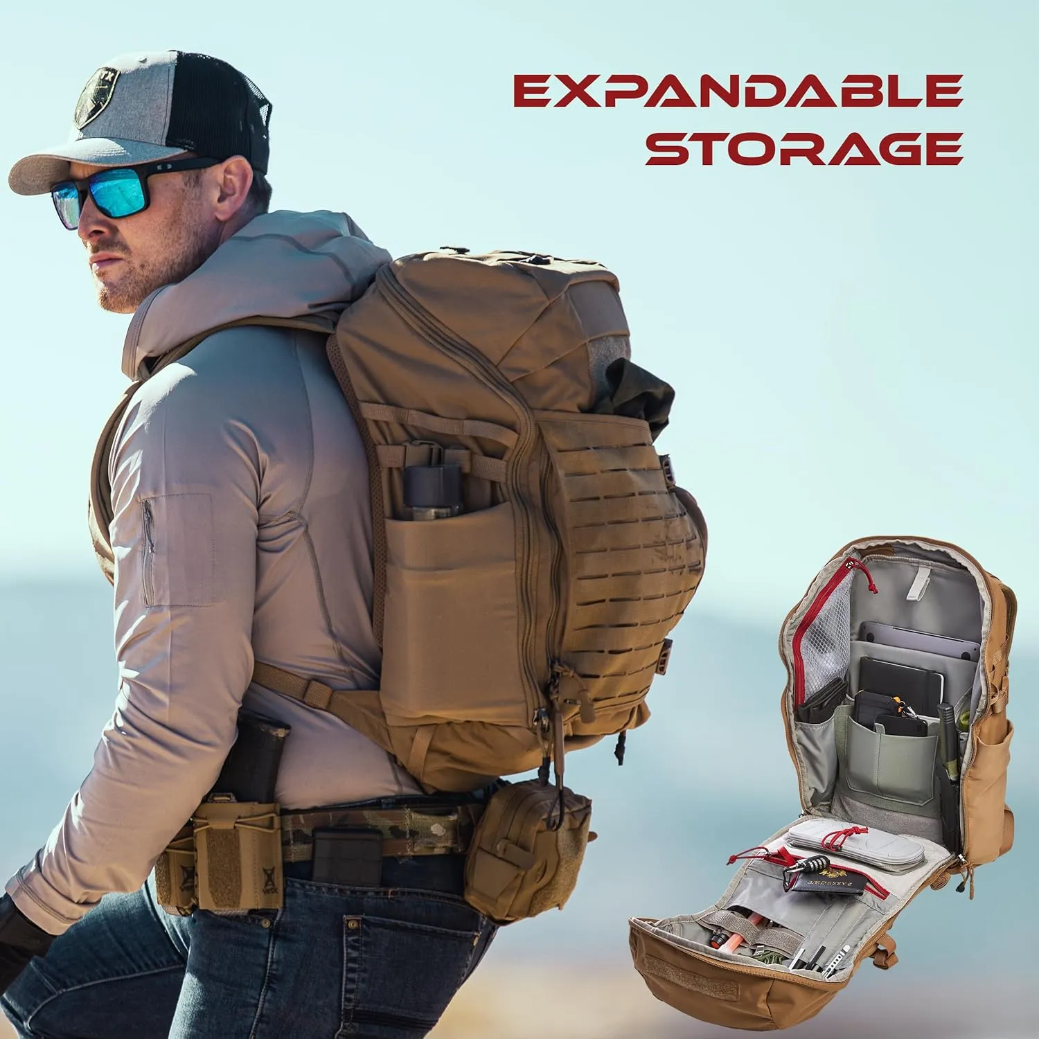 Vertex Siege 25L Sling Tactical Backpack CCW Bag, Concealed Carry, EDC Gear for Travel, Work, Wolf Grey
