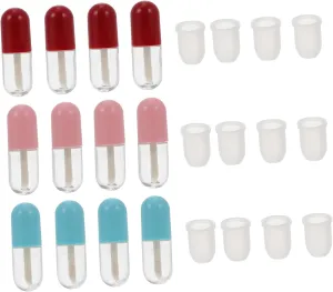 VICASKY 2sets Capsule Lip Gloss Tube Travel Clear Container Tubes Bulk Bottle Capsules Mini Lip Gloss Containers Mini Lip Gloss Tube Empty Lip Gloss Tube Lipstick Tube Plastic 12pcs*2