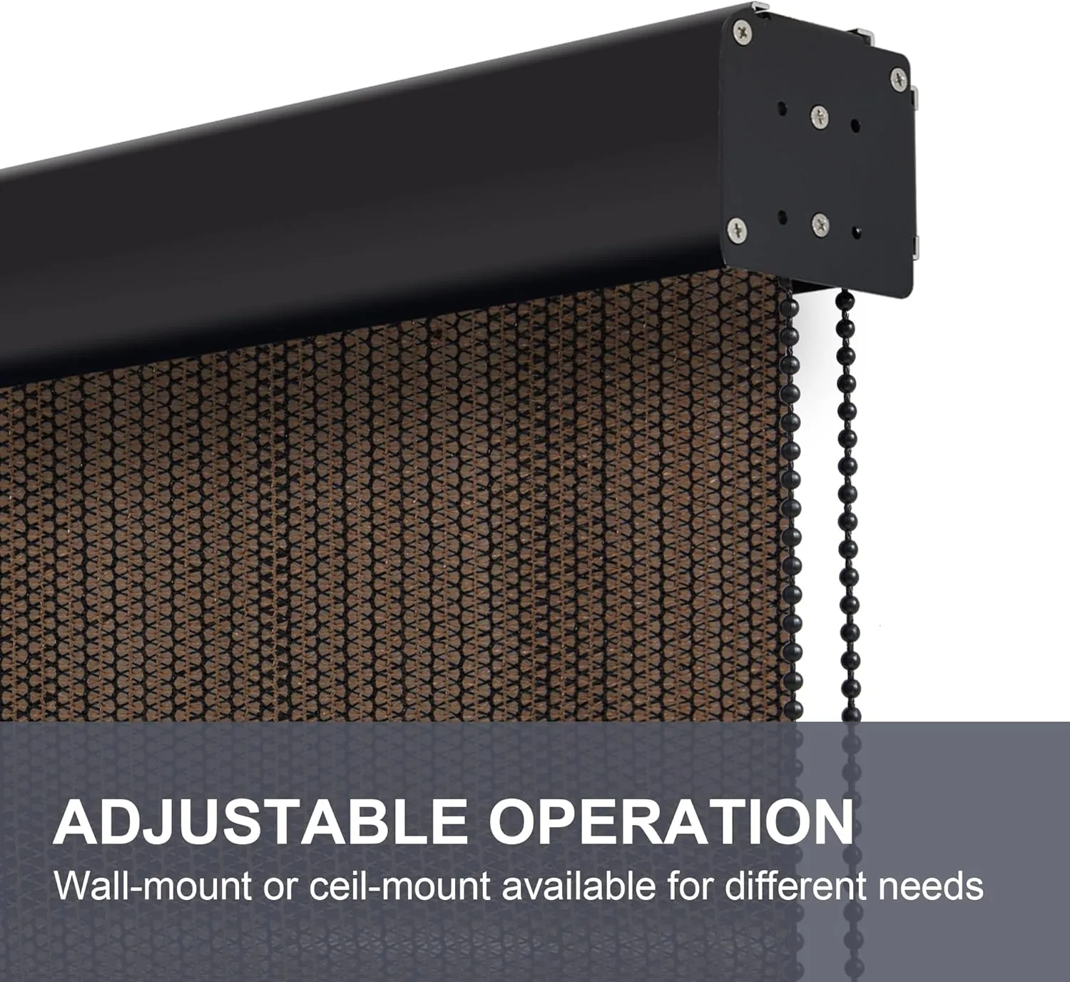 VICLLAX Premium Outdoor Roller Shade, 95% Patio Roll up Blinds with Weather Resistant Valance 7x8FT,Mocha