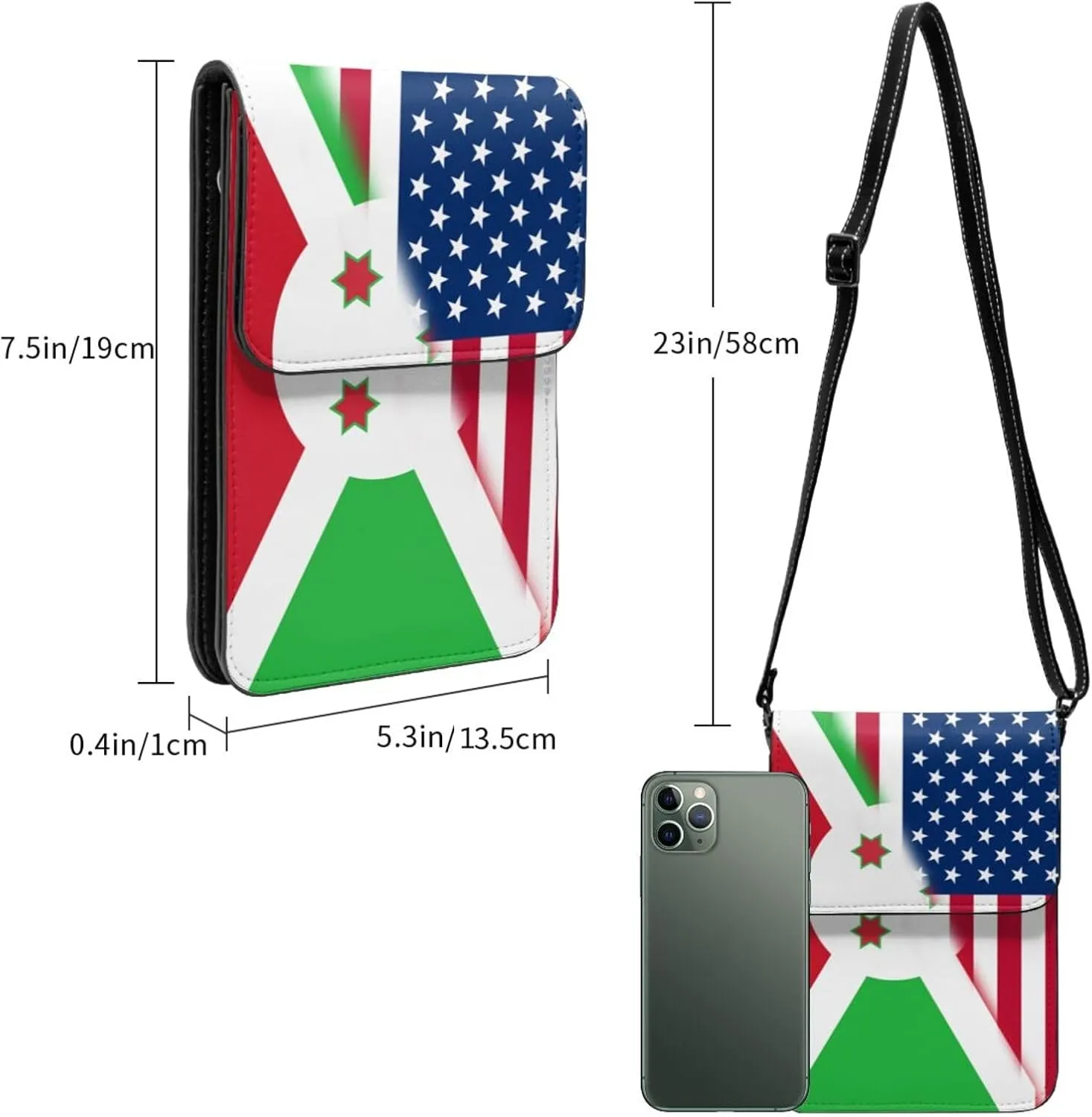 Vintage America Dominica Flag Small Crossbody Purse Cell Phone Bag for Women Girls Mini Over Shoulder Handbag Wallet