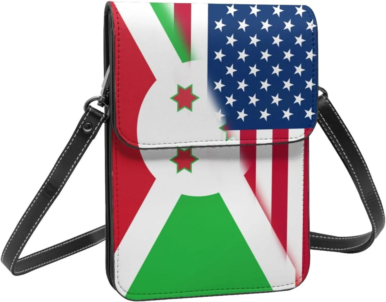 Vintage America Dominica Flag Small Crossbody Purse Cell Phone Bag for Women Girls Mini Over Shoulder Handbag Wallet