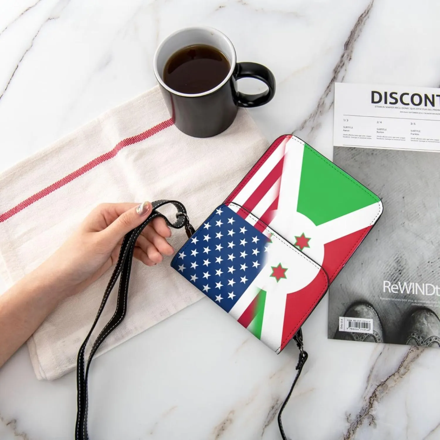 Vintage America Dominica Flag Small Crossbody Purse Cell Phone Bag for Women Girls Mini Over Shoulder Handbag Wallet