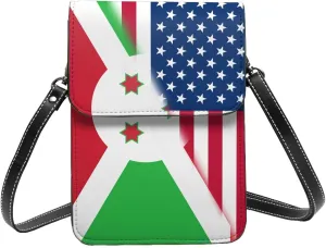 Vintage America Dominica Flag Small Crossbody Purse Cell Phone Bag for Women Girls Mini Over Shoulder Handbag Wallet