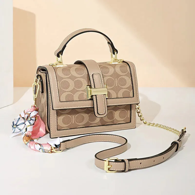 Vintage Printed PVC leather Shoulder Crossbody Bag for women