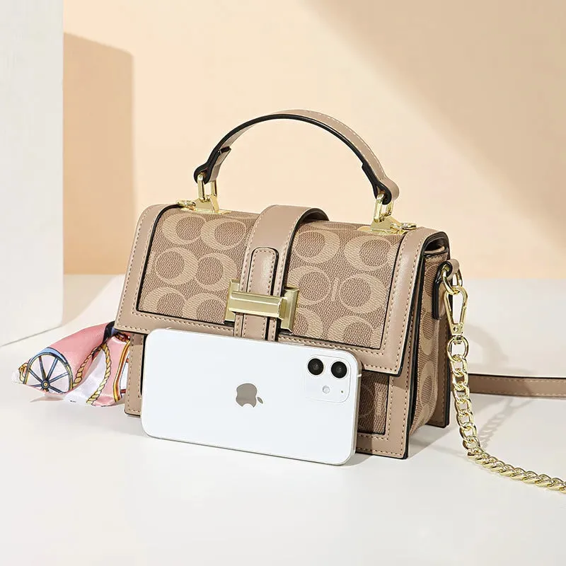 Vintage Printed PVC leather Shoulder Crossbody Bag for women
