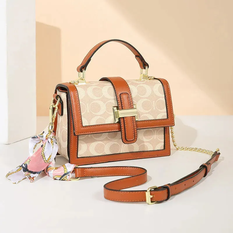 Vintage Printed PVC leather Shoulder Crossbody Bag for women