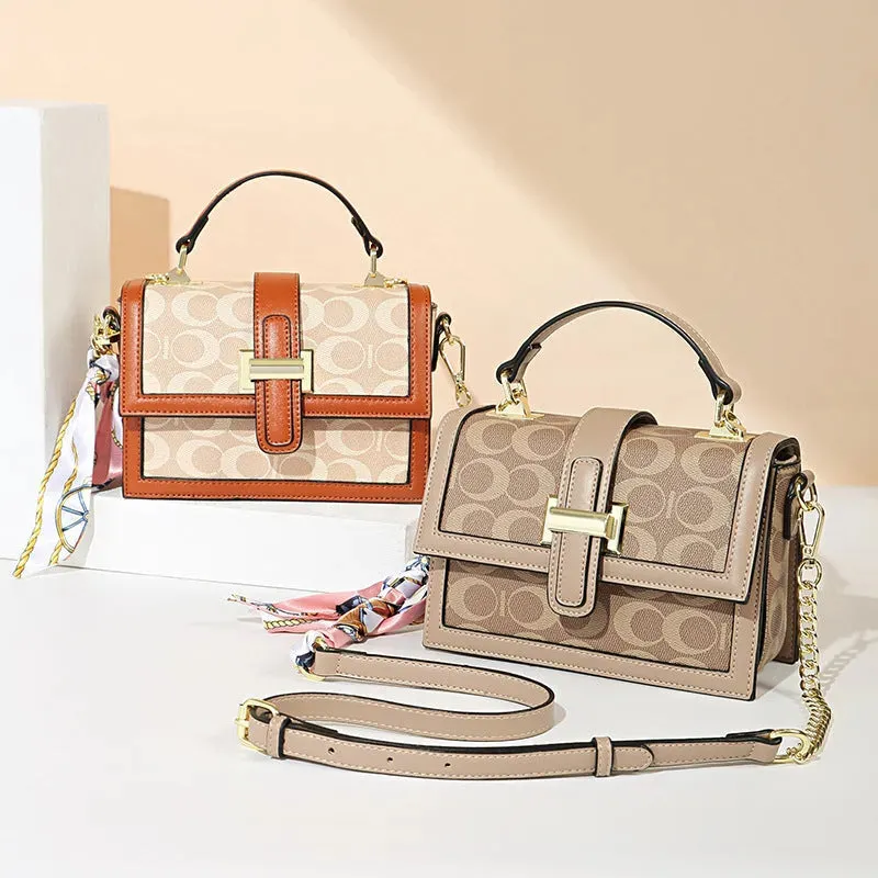 Vintage Printed PVC leather Shoulder Crossbody Bag for women