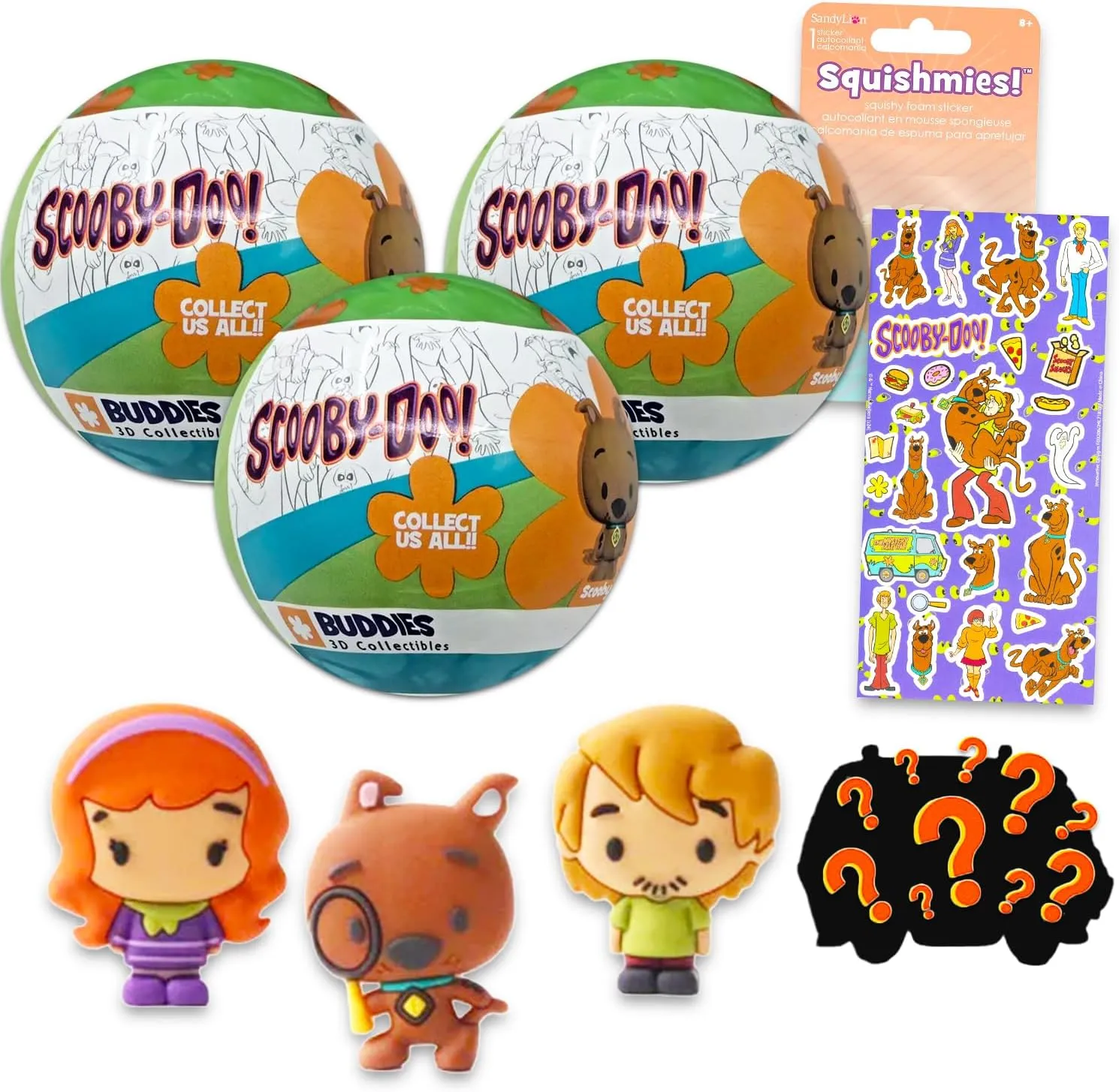 Warner Bros Scooby Doo Blind Bags Party Favors Set – Bundle with 3 Buddies Scooby Doo Figures, Stickers, More | Mystery Inc Blind Bag Figures for Kids