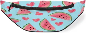 Watercolor Love Watermelon Fanny Pack for Women Men Waist Pack Crossbody Bag with Adjustable Belt for Travel Hiking Running Cycling Festivals