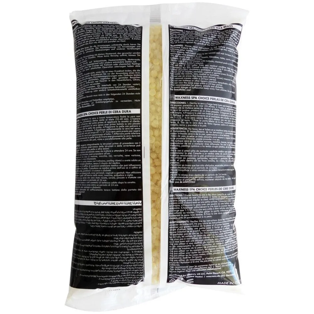 Waxness Spa Choice Natural Honey Gel Hard Wax Beads - Made in Italy / 2.2 lbs. - 35.27 oz. - 1 kg. Each X 4 Bags = 8.8 Lbs