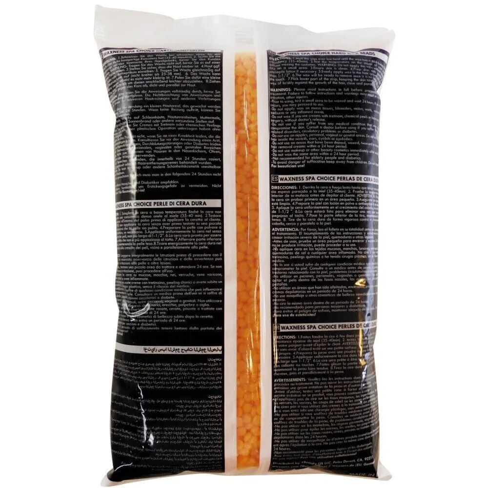 Waxness Spa Choice Rosin Free Multidirectional Hard Wax Mango - Made in Italy / 2.2 lbs. - 35.27 oz. - 1 kg. Each X 4 Bags = 8.8 Lbs
