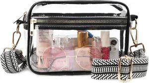 WEDDINGHELPER Clear Crossbody Bag, Clear Bag Stadium Approved Clear Purse with Adjustable Strap for Sports Concerts Festivals