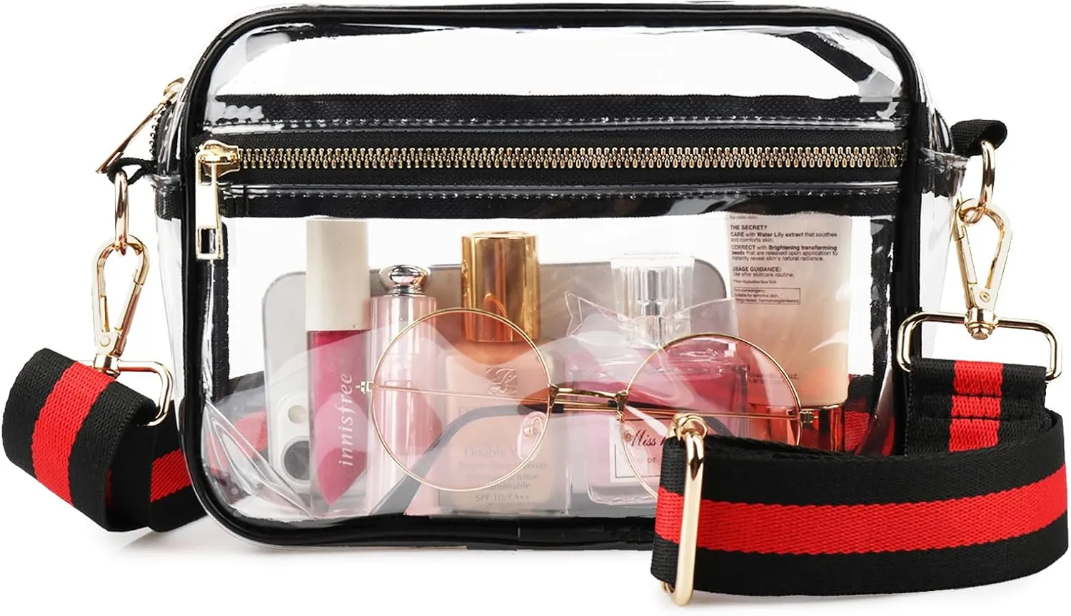 WEDDINGHELPER Clear Crossbody Bag, Clear Bag Stadium Approved Clear Purse with Adjustable Strap for Sports Concerts Festivals