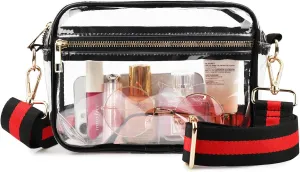 WEDDINGHELPER Clear Crossbody Bag, Clear Bag Stadium Approved Clear Purse with Adjustable Strap for Sports Concerts Festivals