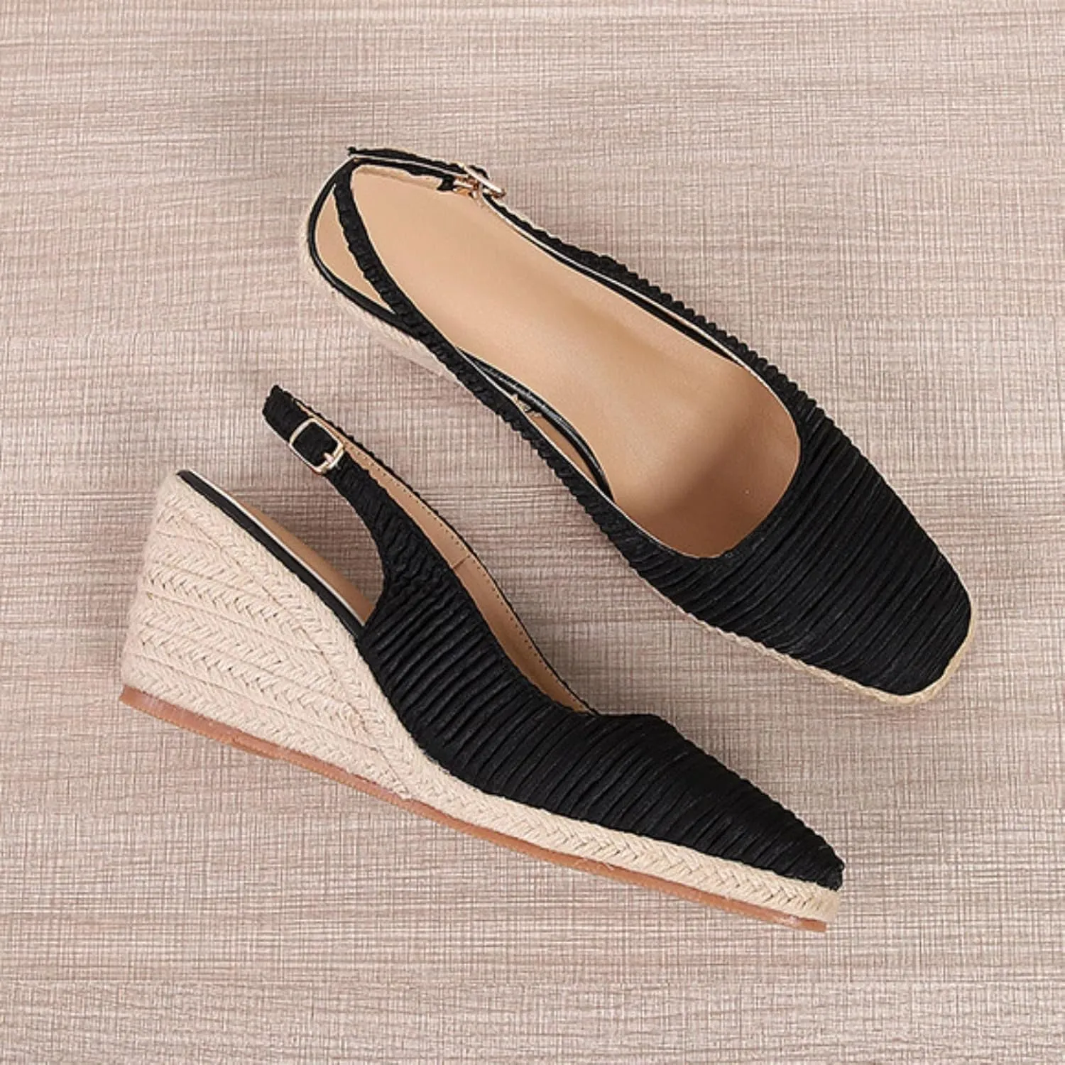 Wedge Sandals for Women 2024 Summer New Cap Toe Wedge Sandals Women Elegant Espadrilles High Heels Straw Fisherman Shoes