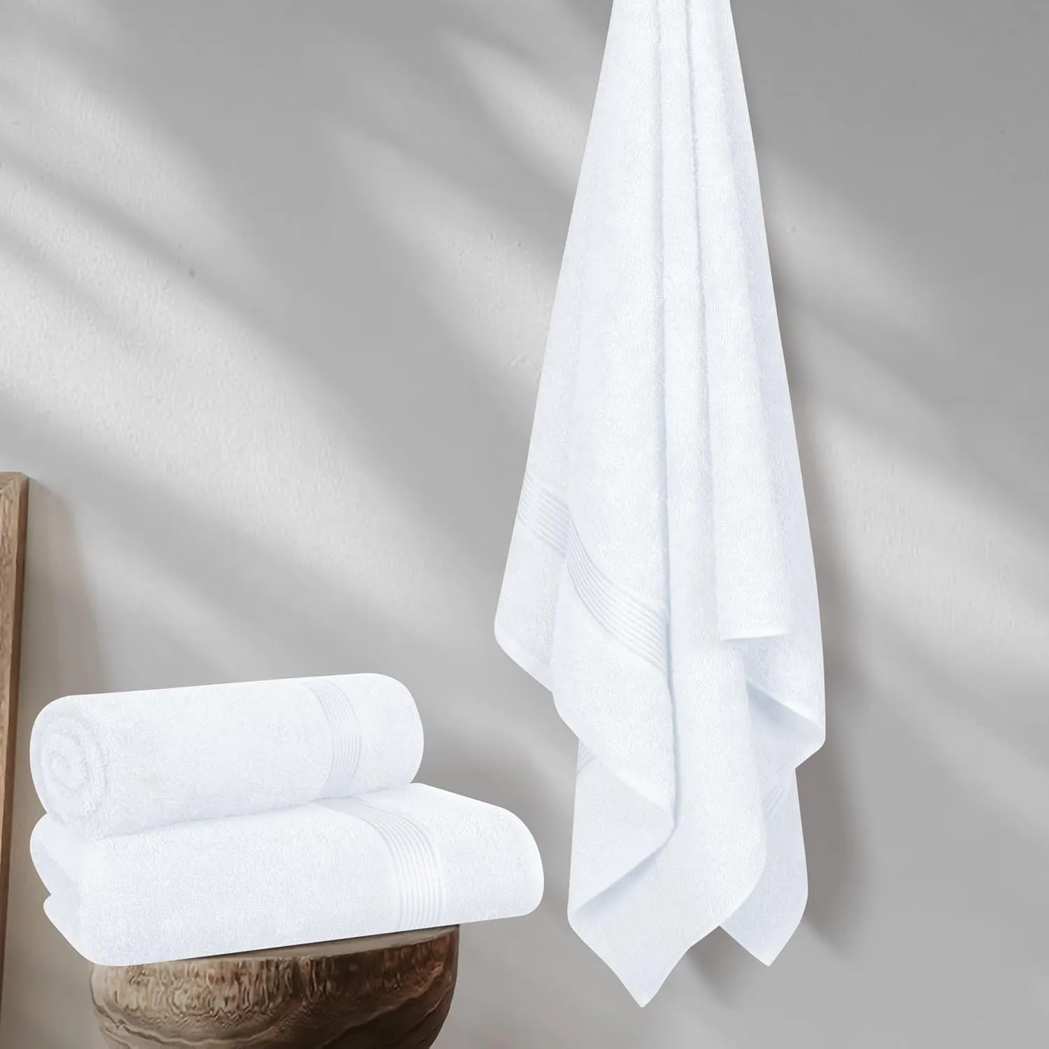 White Bath Towel Set - 100% Cotton Towels for Bathroom by Marriott Hotel (2 Piece Towel Set)