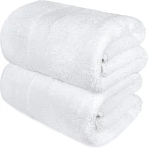 White Bath Towel Set - 100% Cotton Towels for Bathroom by Marriott Hotel (2 Piece Towel Set)