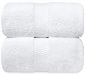 White Bath Towel Set of 2 Pieces - 100% Cotton Towels for Bathroom by Marriott Hotel