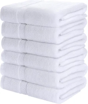White Bath Towel Set of 6 Pieces - 100% Cotton Towels by Marriott Hotel