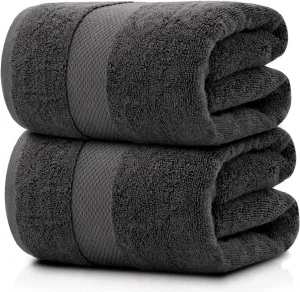 White Classic Luxury Bath Sheets Towels for Adults Extra Large | Highly Absorbent Hotel Collection | 35x70 Inch | 2 Pack (Charcoal Gray)