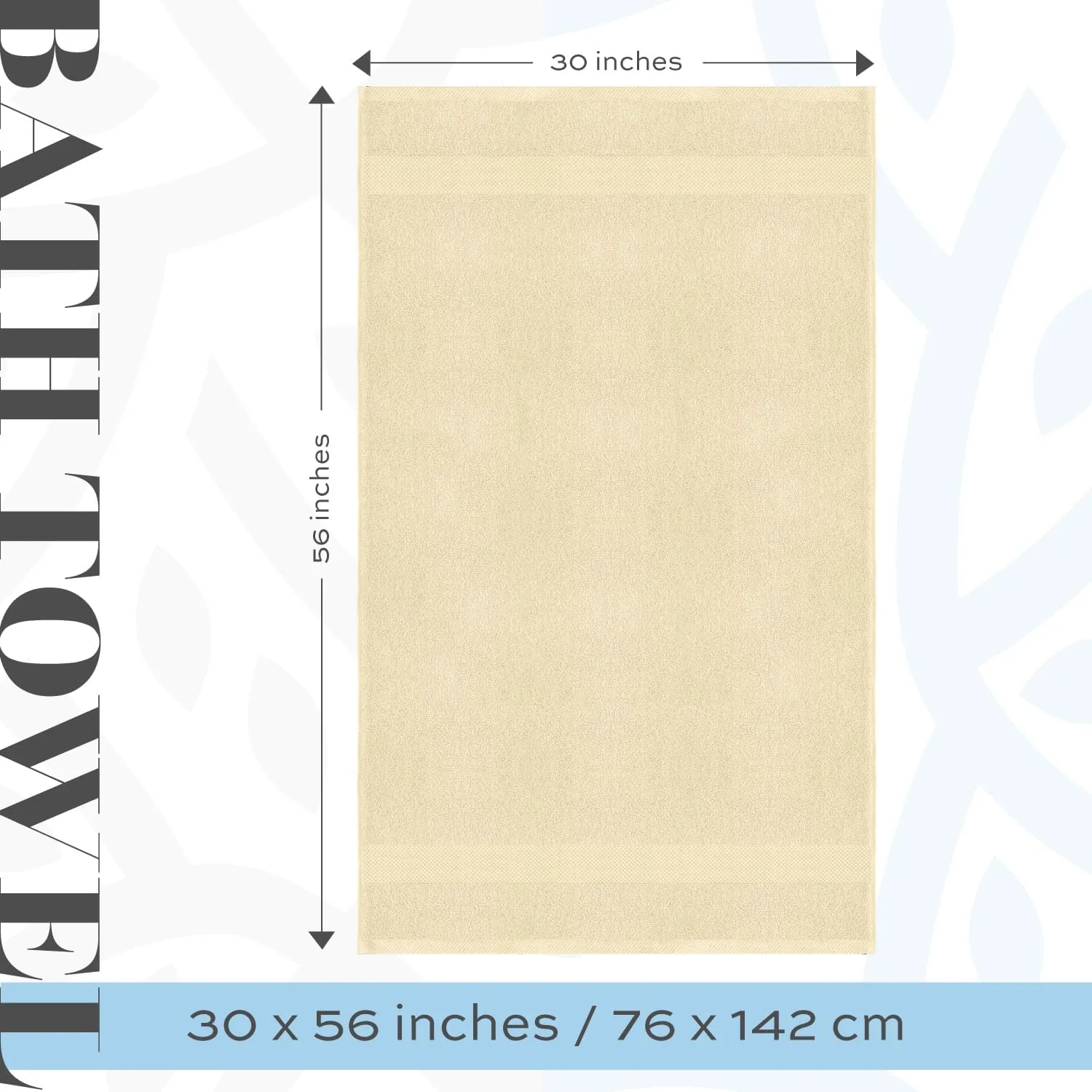White Classic Luxury Bath Towels Large - Cotton Hotel spa Bathroom Towel |30x56 | 4 Pack | Beige
