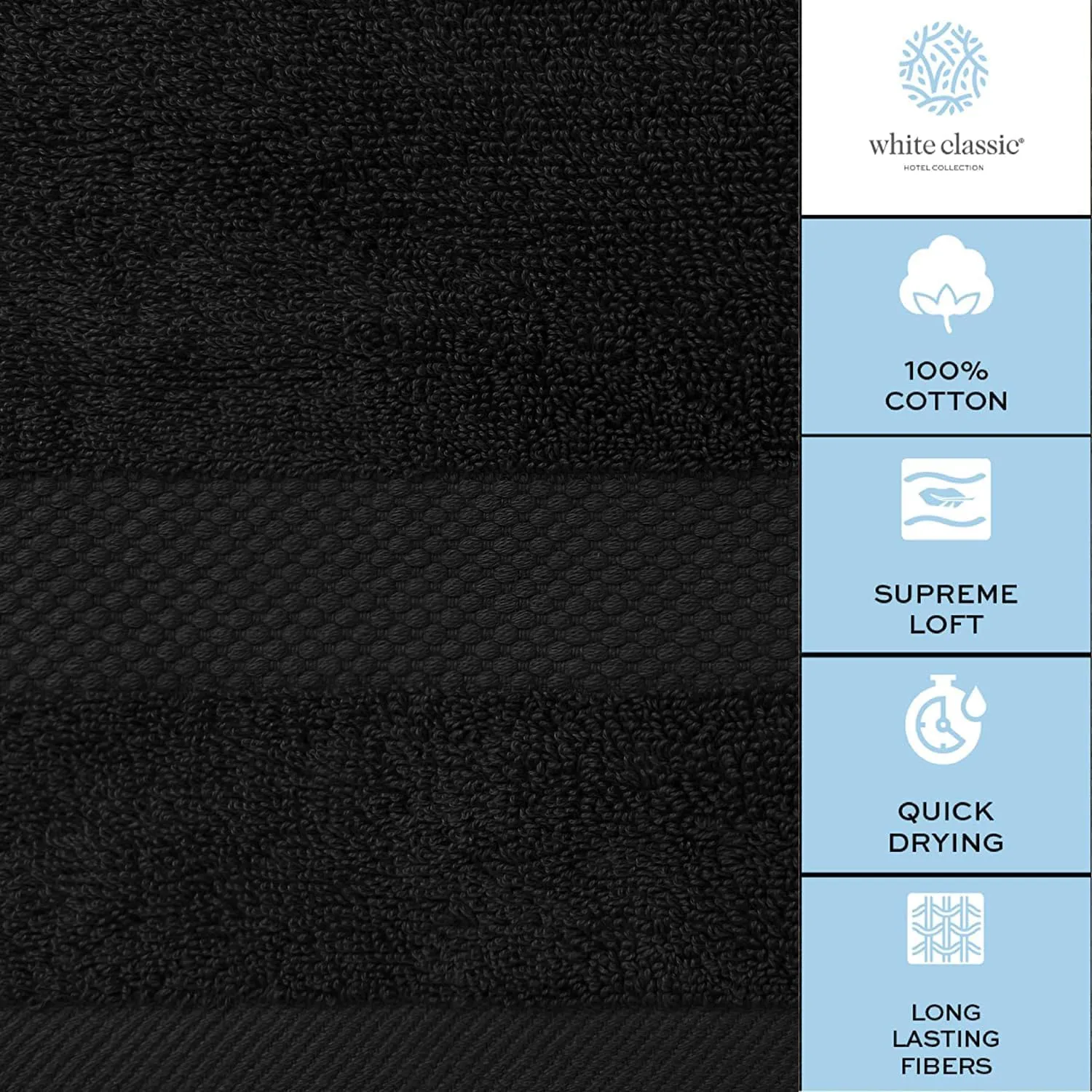 White Classic Luxury Soft Black Bath Sheet Towels - 650 GSM Cotton Luxury Bath Towels Extra Large 35x70 | Highly Absorbent and Quick Dry | Hotel Collection Extra Large Bath Towels Oversized, 2 Pack